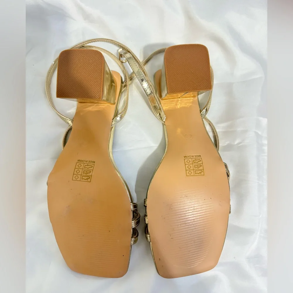Public Desire Metallic Gold Strappy Heels - Picture 3 of 6